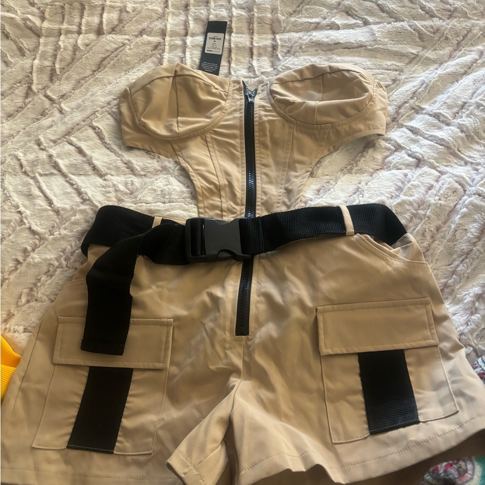 Black and khaki medium romper